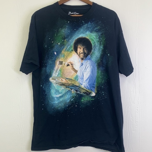 Bob Ross - Black Colorful Bob Ross Galaxy Painting Shirt Size XL - Picture 2 of 5